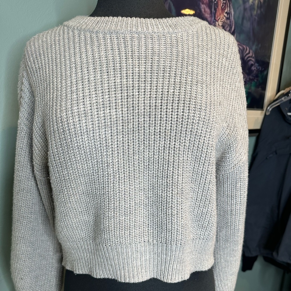 Ídem ditto Gray Chunky Knit Crew Neck Sweater Chunky Buttons Back Size M/L